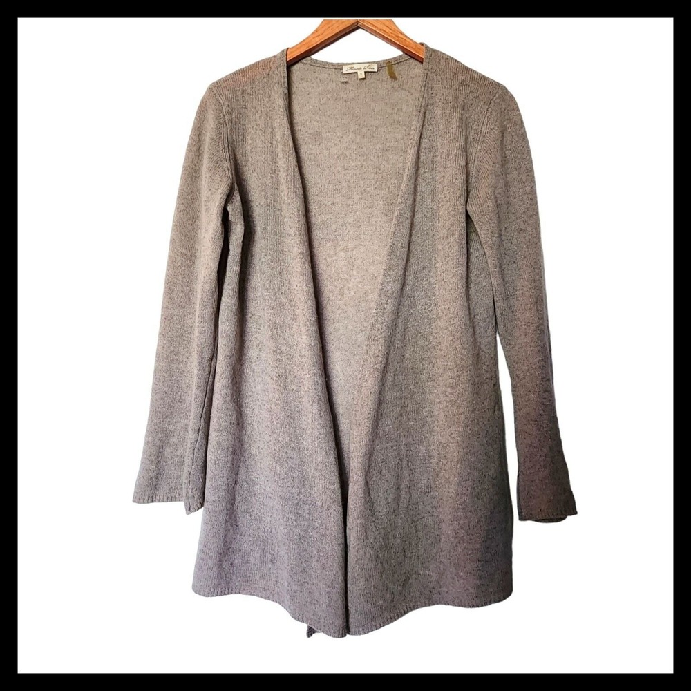 Minnie Rose Open Front Tan Cardigan 100% Cashmere S Small